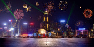 新年春节城市夜景跨年烟花背景GIF动态图